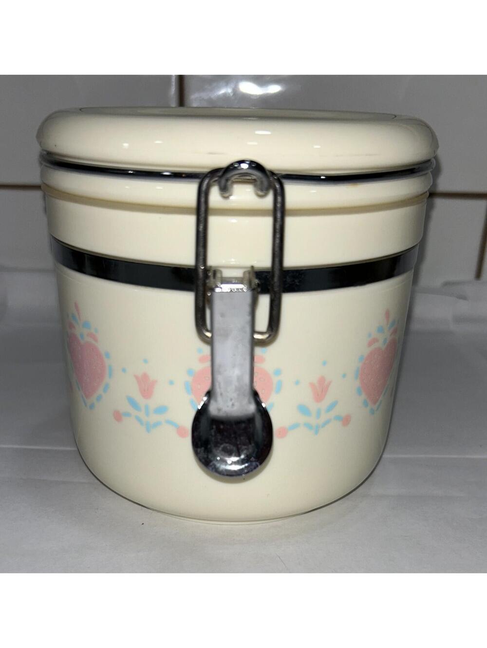 Vintage 32 oz Acrylic Storage jar Corelle Coordinate "Forever Yours" pattern - Picture 2 of 4